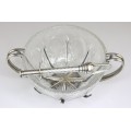 ghetiera art deco & cleste mecanic. cristal & metal argintat. Franta cca 1920